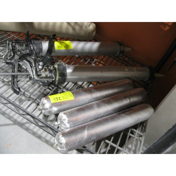 2 CAULKING GUNS & 3 TUBES OF WOOD FLOORING ADHESIVE
