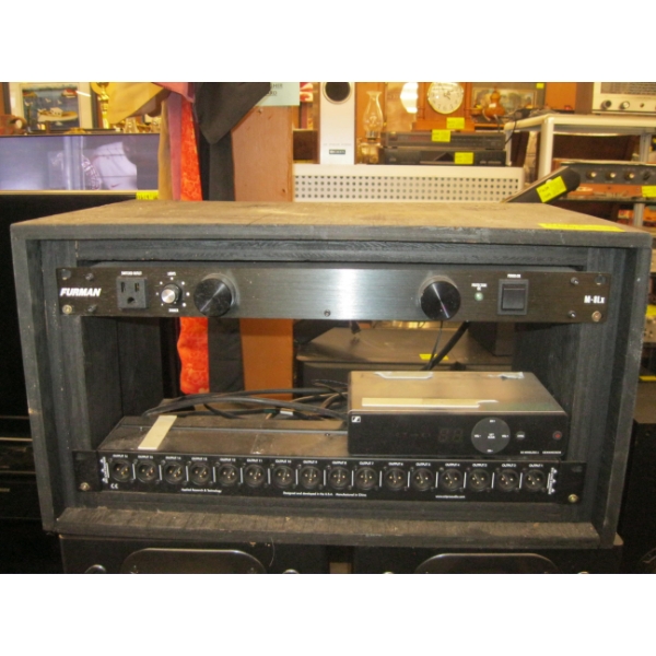 FURMAN-L8X POWER CONDITIONER & A MULTI OUTPUT RACK & SENNHEISER WIRELESS BASS UNIT, NO MIC