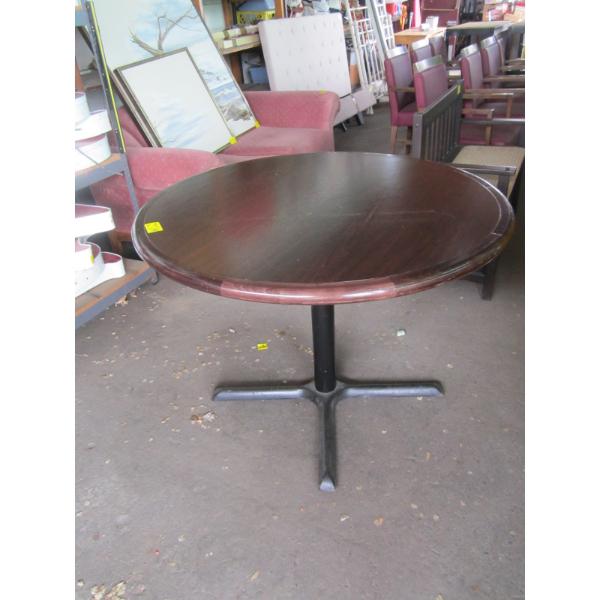 42" WOOD TABLE W/METAL BASE