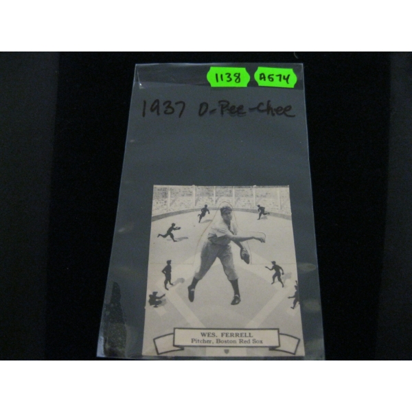 1937 O PEE CHEE STAND UP CARD - WES. FERRELL