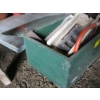 Image 3 : WOOD CRATE W/MISC. SAWS, MITER BOX, ETC.