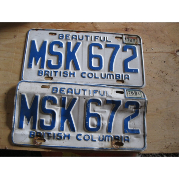 PAIR OF 1970s BC LICENCE PLATES