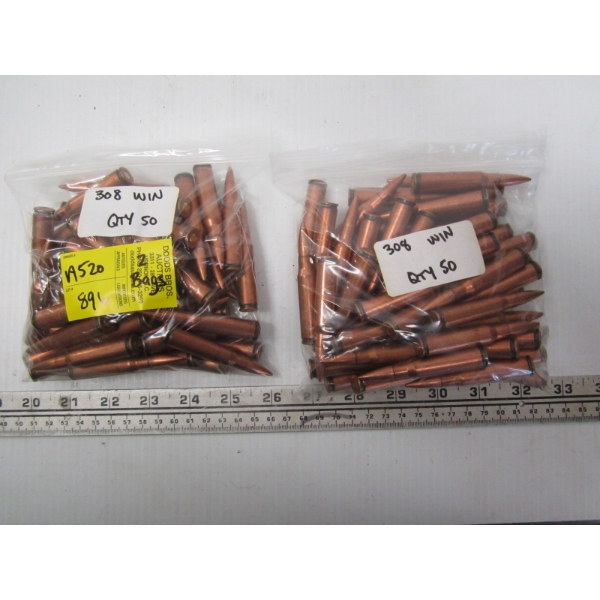 2 BAGS OF 50 .308 WIN CARTRIDGES