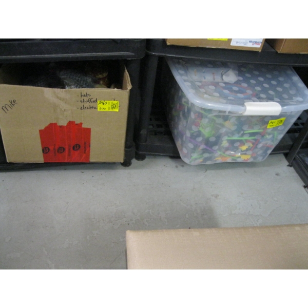 2 BOXES OF MISC. - SM. TOYS, STUFFED ANIMALS, ETC.