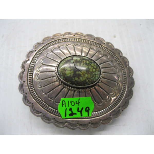 SILVER & STONE NAVAJO BELT BUCKLE