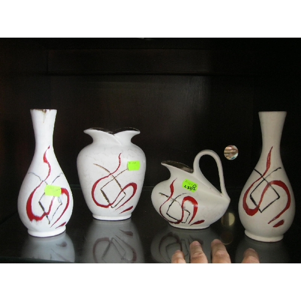 4 PIECE SET OF GERMAN POTTERY VASES