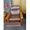 Image 1 : WOOD FRAMED LEATHER LOOK RECLINER
