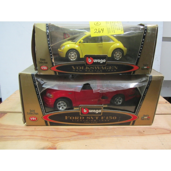 2 DIECAST CARS - VOLKSWAGEN BUG & FORD F150