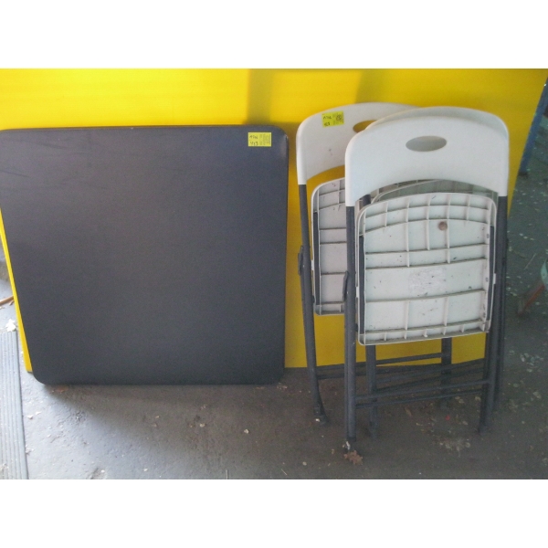 FOLDING TABLE & 3 FOLDING CHAIRS
