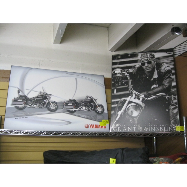 2 FRAMED PRINT - YAMAHA MOTORCYCLES & MOTORCYCLE RIDER