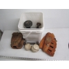 Image 1 : BUCKET W/BASEBALL GLOVES, WEIGHTS