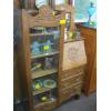 Image 2 : OAK SIDE BY SIDE SECRETARIAT DESK & BOOKCASE W/DROP FRONT