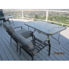 Image 1 : GLASS TOP PATIO TABLE & 4 CHAIRS W/CUSHIONS