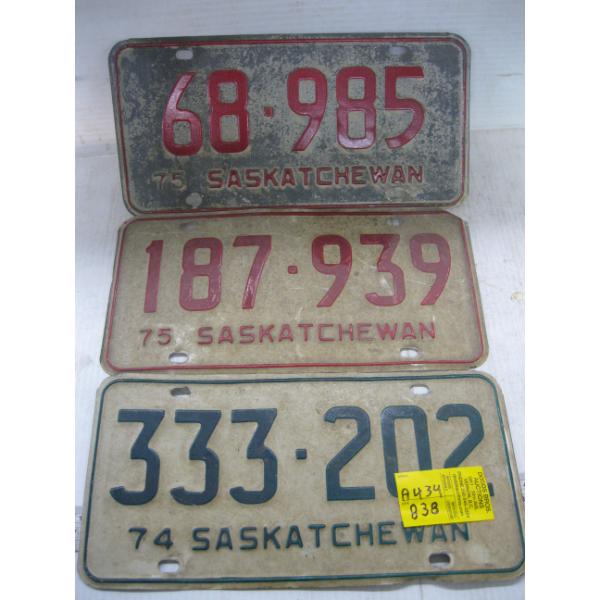 3 VINTAGE LICENSE PLATES