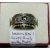 Image 1 : LADIES .925 SILVER RING W/MULTI STONES, 9G - SZ 8