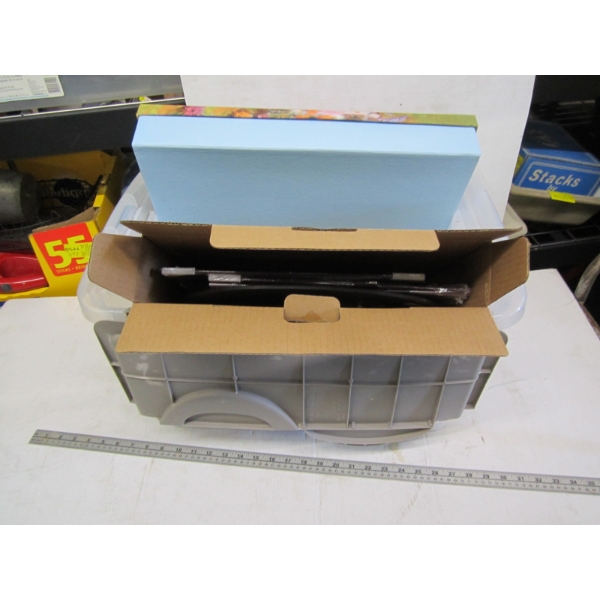 BIN W/BOX SET, QUILT, ETC.