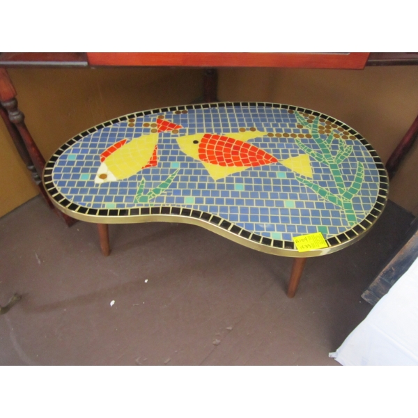 MCM TILE TOP KIDNEY SHAPE TABLE