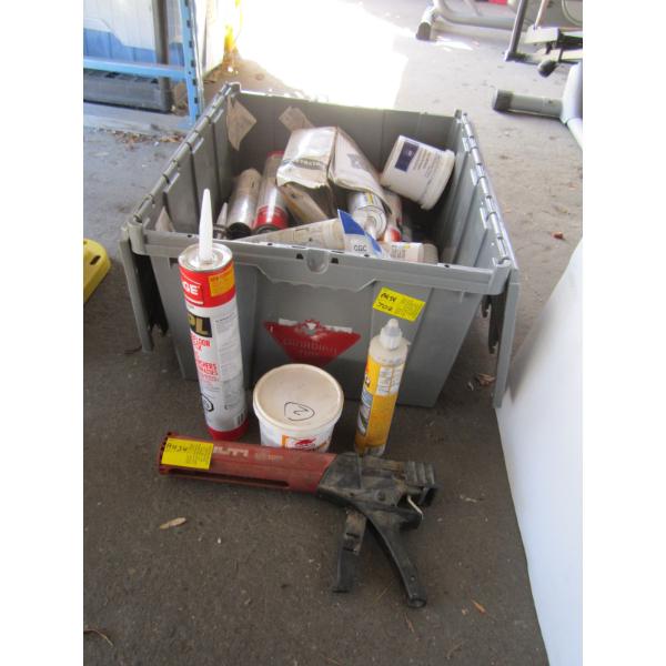 BIN OF MISC. CAULKING, ETC.