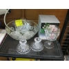 Image 1 : GLASSWARE & PAIR OF CRYSTAL CANDLEHOLDERS