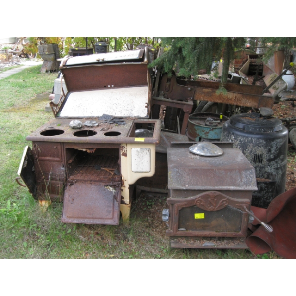3 WOOD STOVE PIECES, ETC.