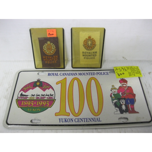 RCMP PLATE & 2 SILK ROYAL WEST MOUNTED POLICE RIBBONS