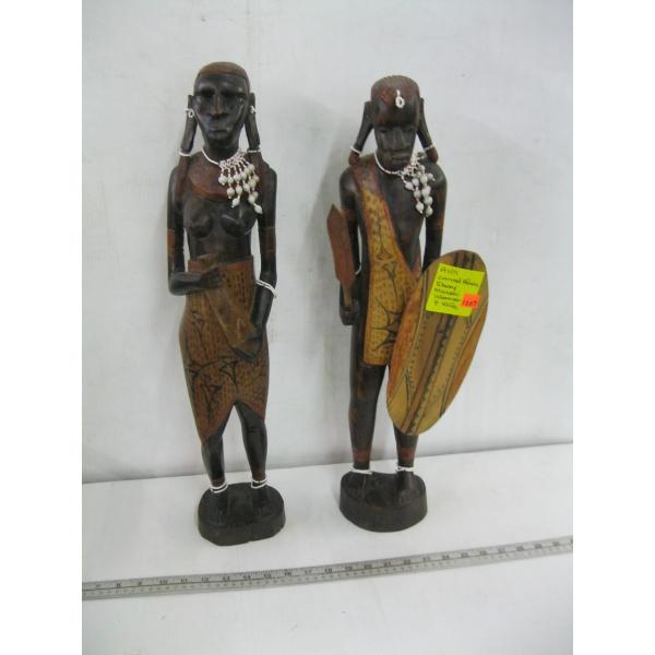 AFRICAN EBONY MAASAI WARRIER & WIFE