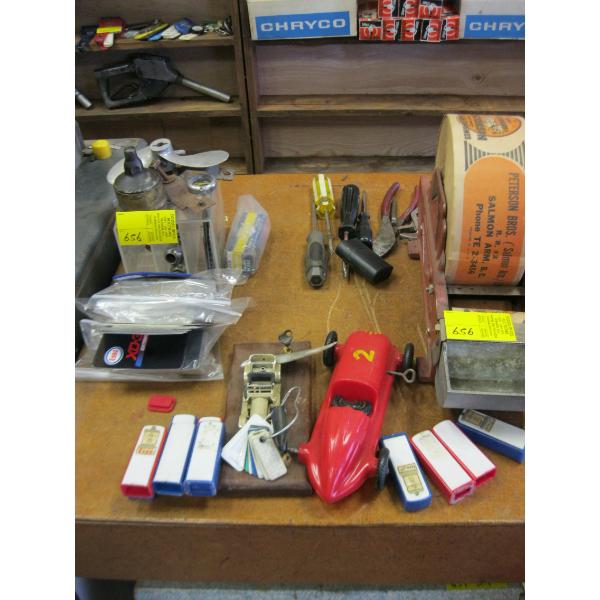 MISC. ESSO S&P SHAKERS, CARDS, TAPE DISPENSER & TAPE, ETC.