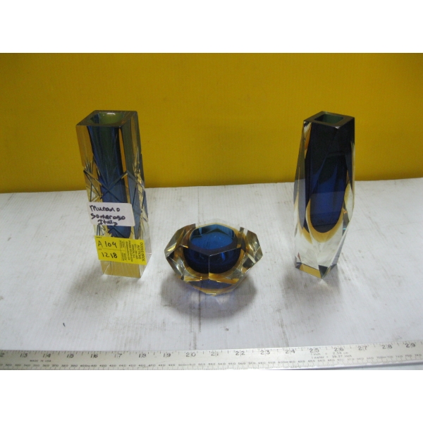 3 PIECES OF MURANO SOMMERSO ITALY GLASS