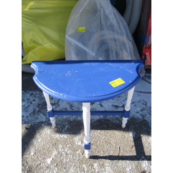 1/2 MOON ANTIQUE TABLE - PAINTED BLUE & WHITE