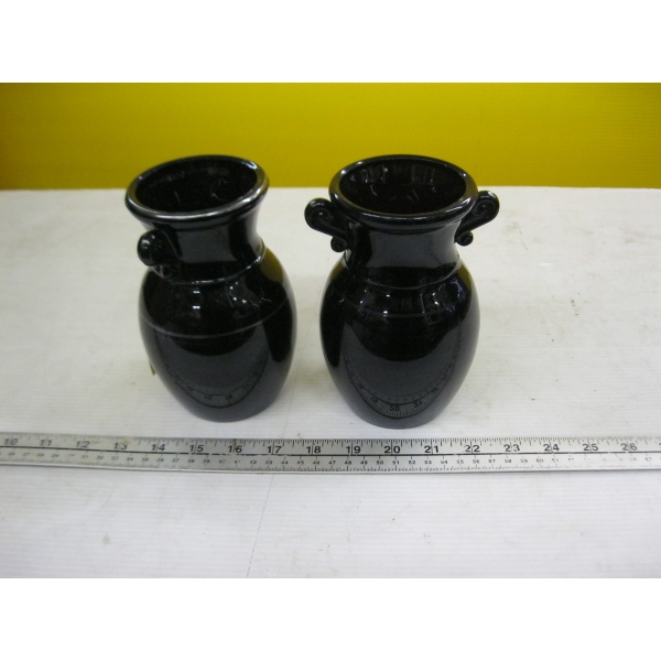 PAIR OF L.E. SMITH BLACK AMETHYST GLASS VASES