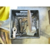 Image 2 : ASST. HANDLES & A CRATE OF MISC. SAW VISE, PICK HEAD, ETC.
