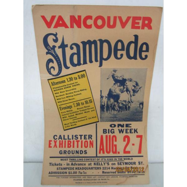 VANCOUVER STAMPEDE COLLECTABLE POSTER