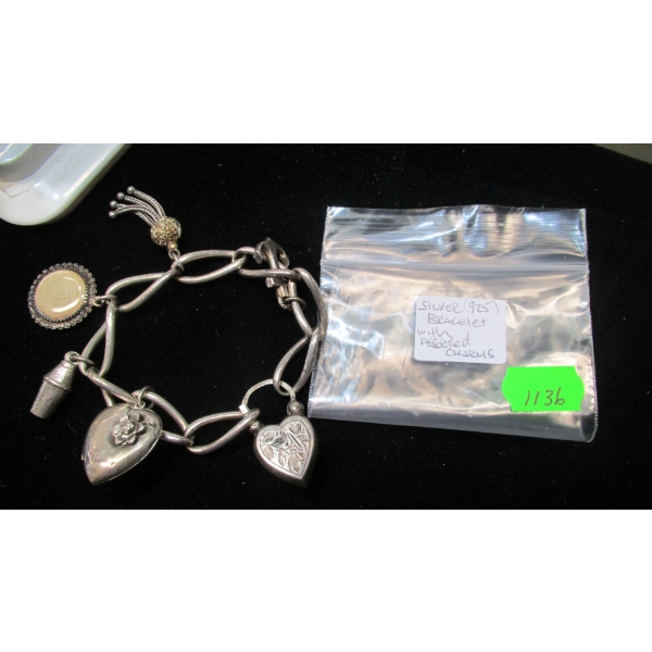 SILVER .925 BRACELET W/ASST. CHARMS