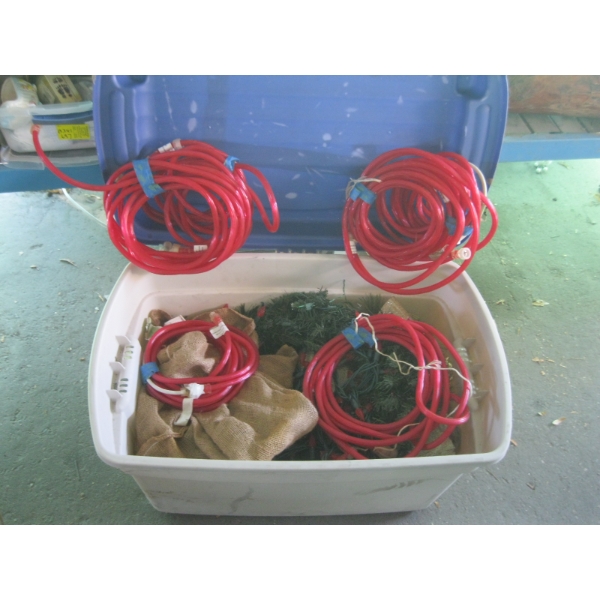 PLASTIC BIN W/ASST. CHRISTMAS LIGHTS