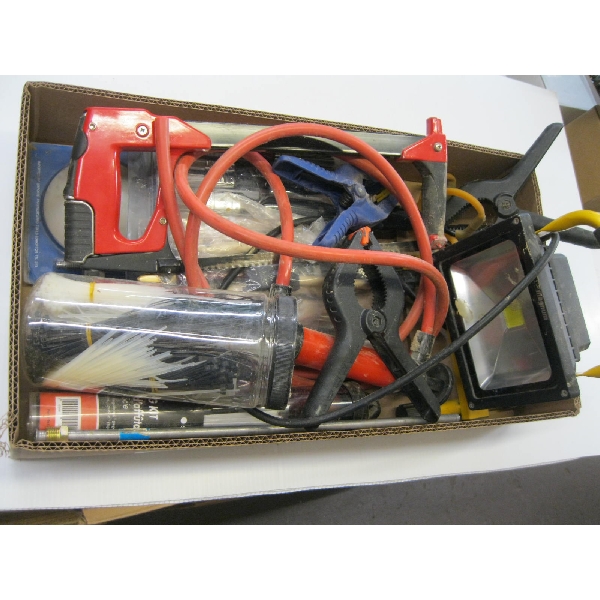 MISC. ZIP TIES, CLAMPS, SPOTLIGHT, PAINTBRUSHES, ETC.