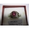 Image 3 : MENS STERLING .925 RING W/RED STONE, 8G, SZ 9