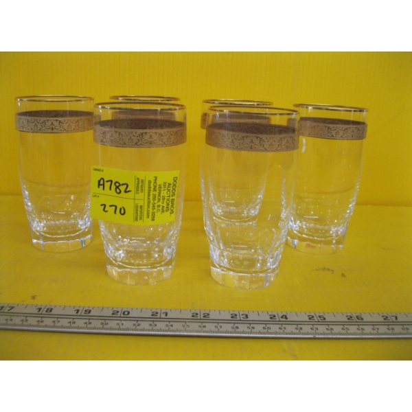 6 MOSERS 24KT GOLD RIM CRYSTAL GLASSES