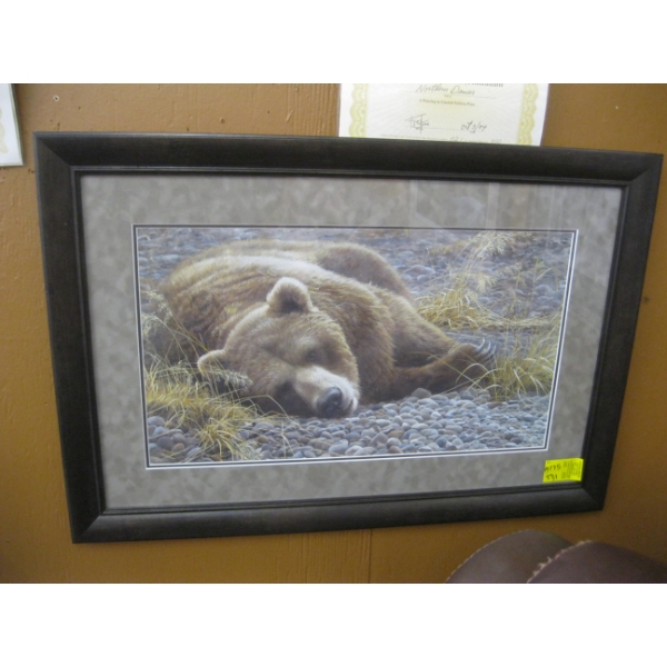 FRAMED ROBERT BATEMAN PRINT OF GRIZZLY BEAR
