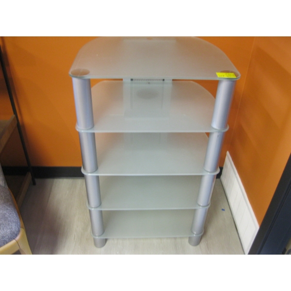 5 SHELF GLASS & METAL SHELF UNIT