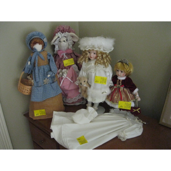ASST. PORCELAIN DOLLS, DRESS, ETC.