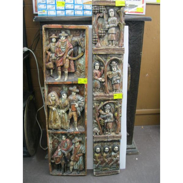 2 LG. HEAVILY CARVED WALL PLAQUES
