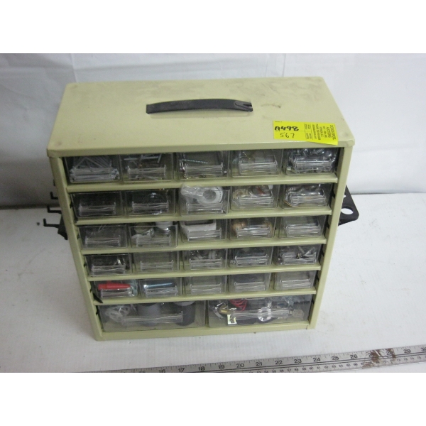 MULTI DRAWER STORAGE UNIT W/CONTENTS