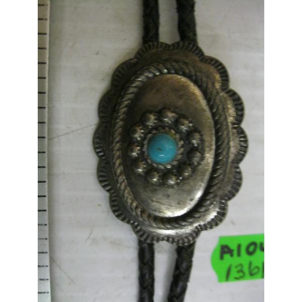 SILVER & CORAL NAVAJO BOLO TIE