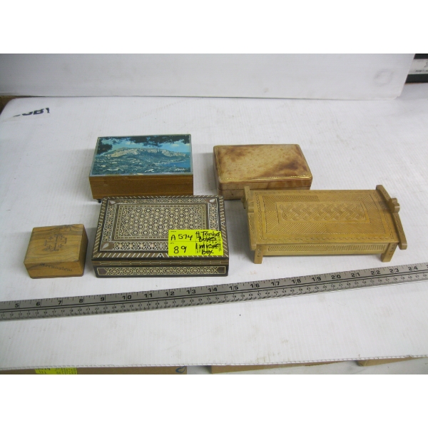 4 TRINKET BOXES & A MUSIC BOX
