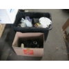 Image 1 : 2 BOXES OF MISC. LIGHT FIXTURES, CANDLE HOLDERS, SUN LAMP, WAX, ETC.