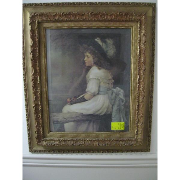 ORNATELY FRAMED PICTURE OF YOUNG GIRL