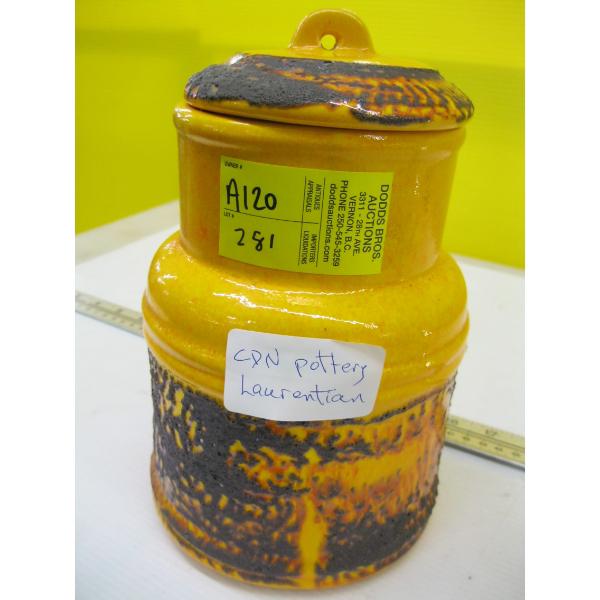CANADIAN LAURENTIAN POTTERY JAR W/LID
