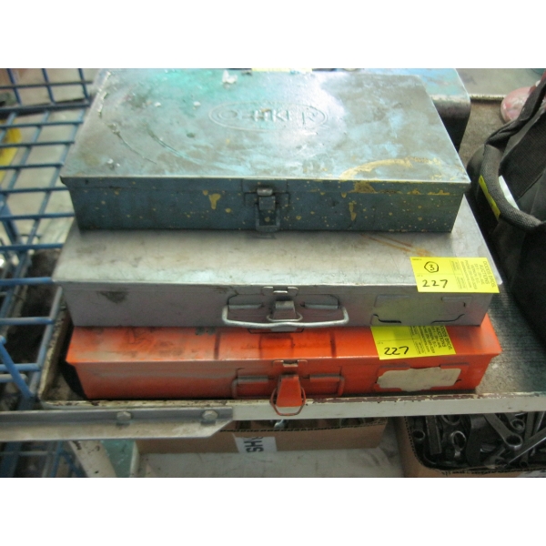 3 METAL CASES W/ASST. CONTENTS - BRASS FITTINGS, ETC.