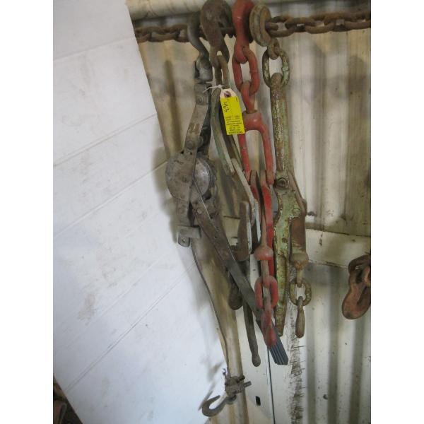 CABLE COMEALONG AND 3 CHAIN CINCHES