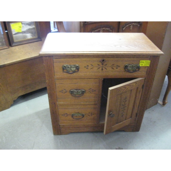 ANTIQUE WASH STAND CABINET - EASTLAKE DESIGN